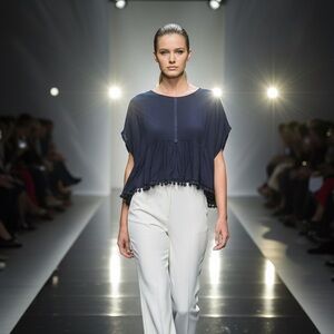 $300 NWT Flannel Exhale Story Navy Blue BOHO one size poncho top